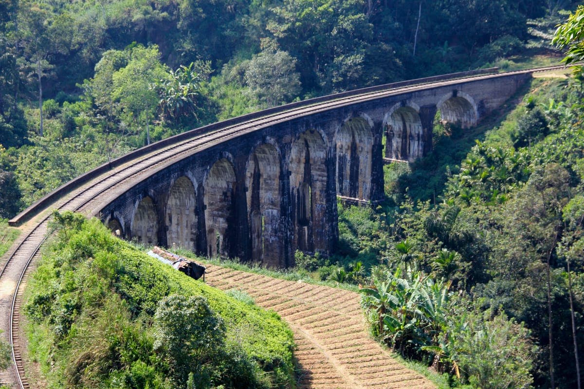 Sri Lanka's Nine Arch Bridge surrounded by highland forest